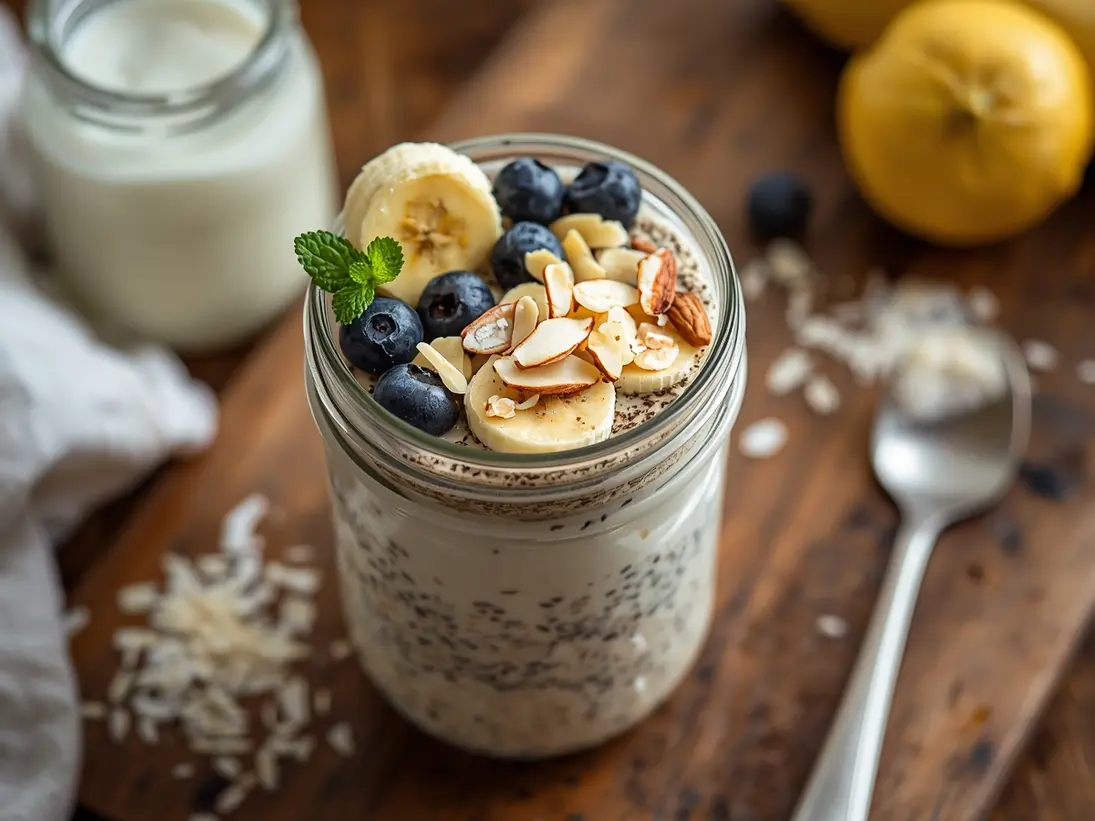 kefir overnight oats ready to serve