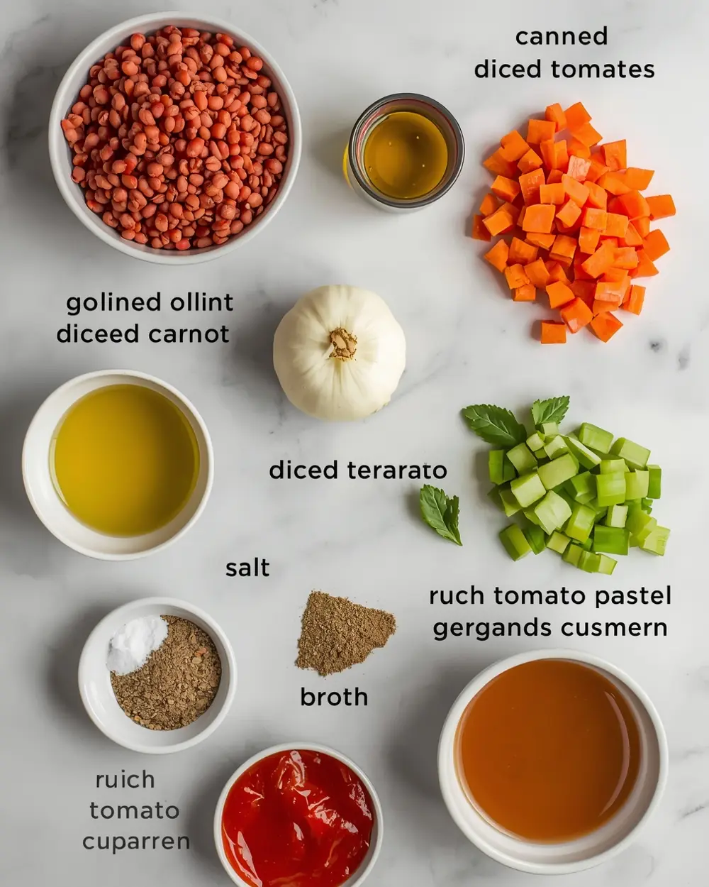 Ingredients for lentil bolognese