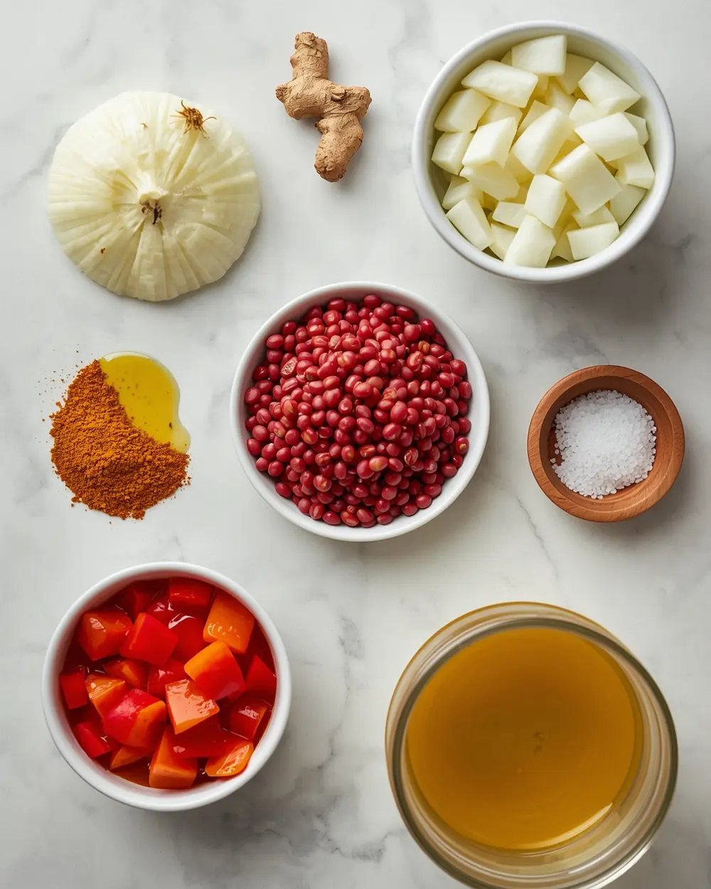 Ingredients for lentil curry summer