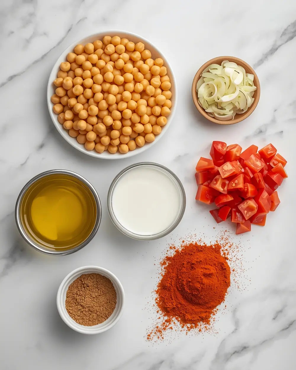Ingredients for one pot chickpea curry