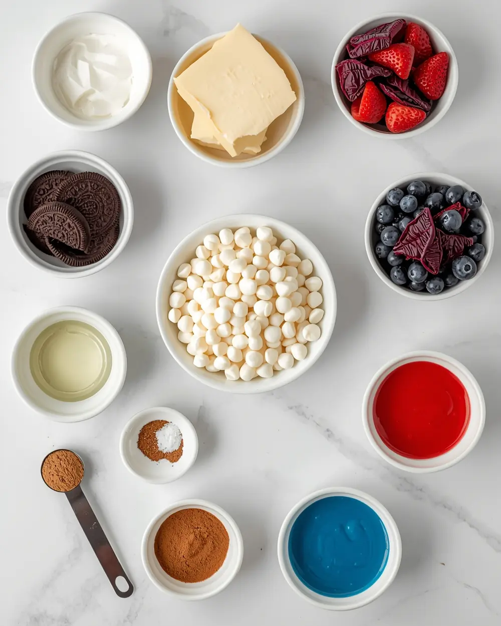 Ingredients for oreo truffles 4th july