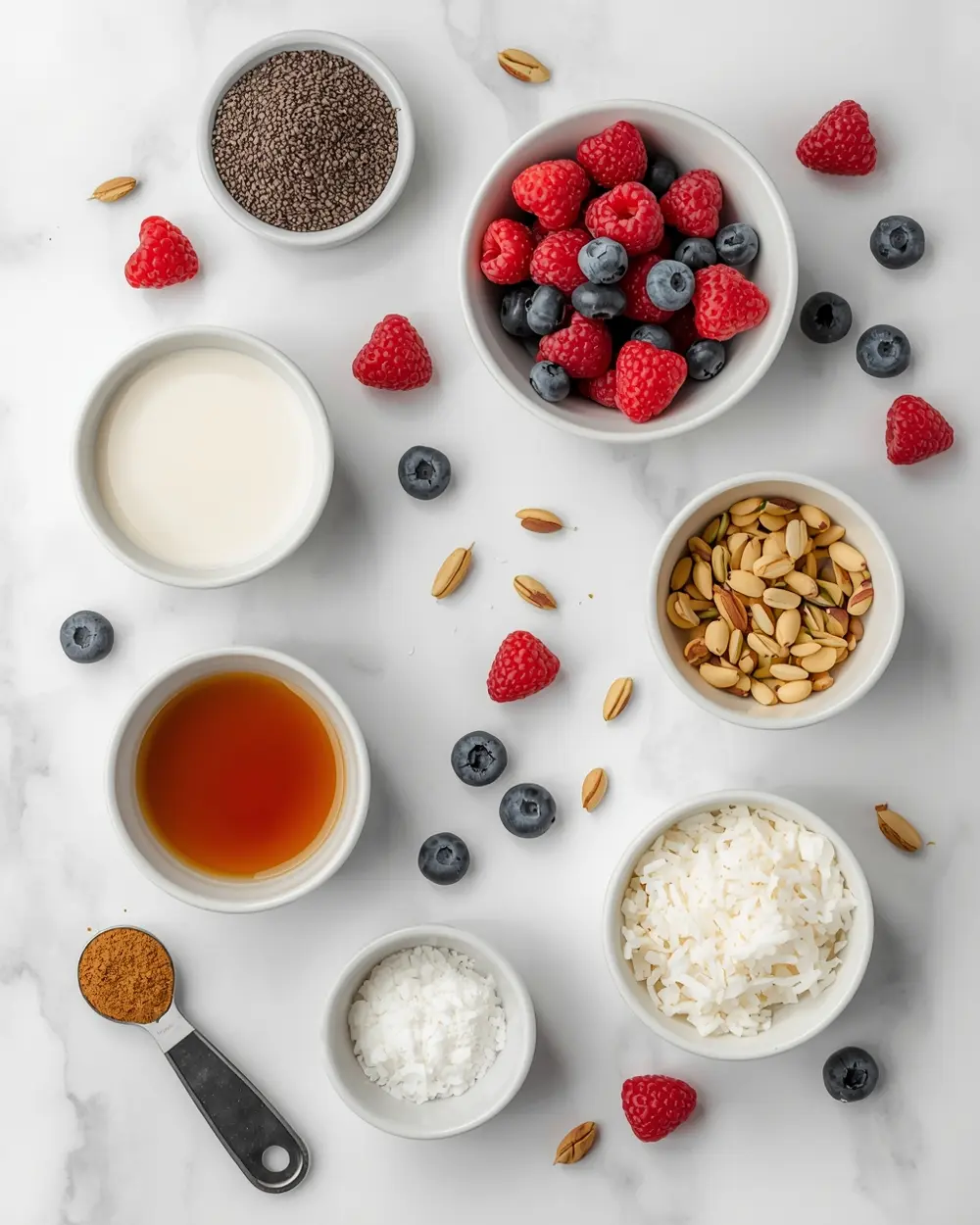 Ingredients for patriotic chia pudding