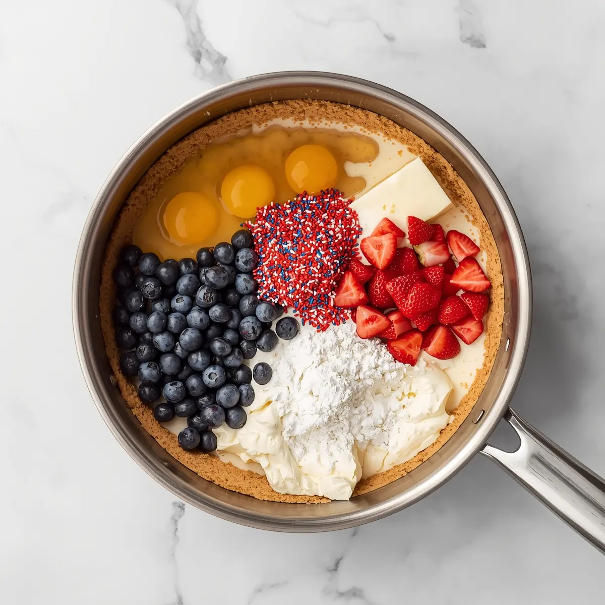 Cooking instructions for patriotic no bake cheesecake