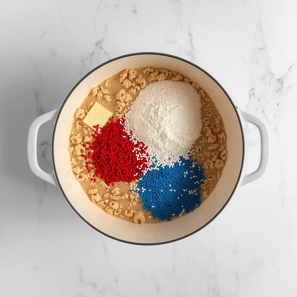 Cooking instructions for patriotic rice krispie treats