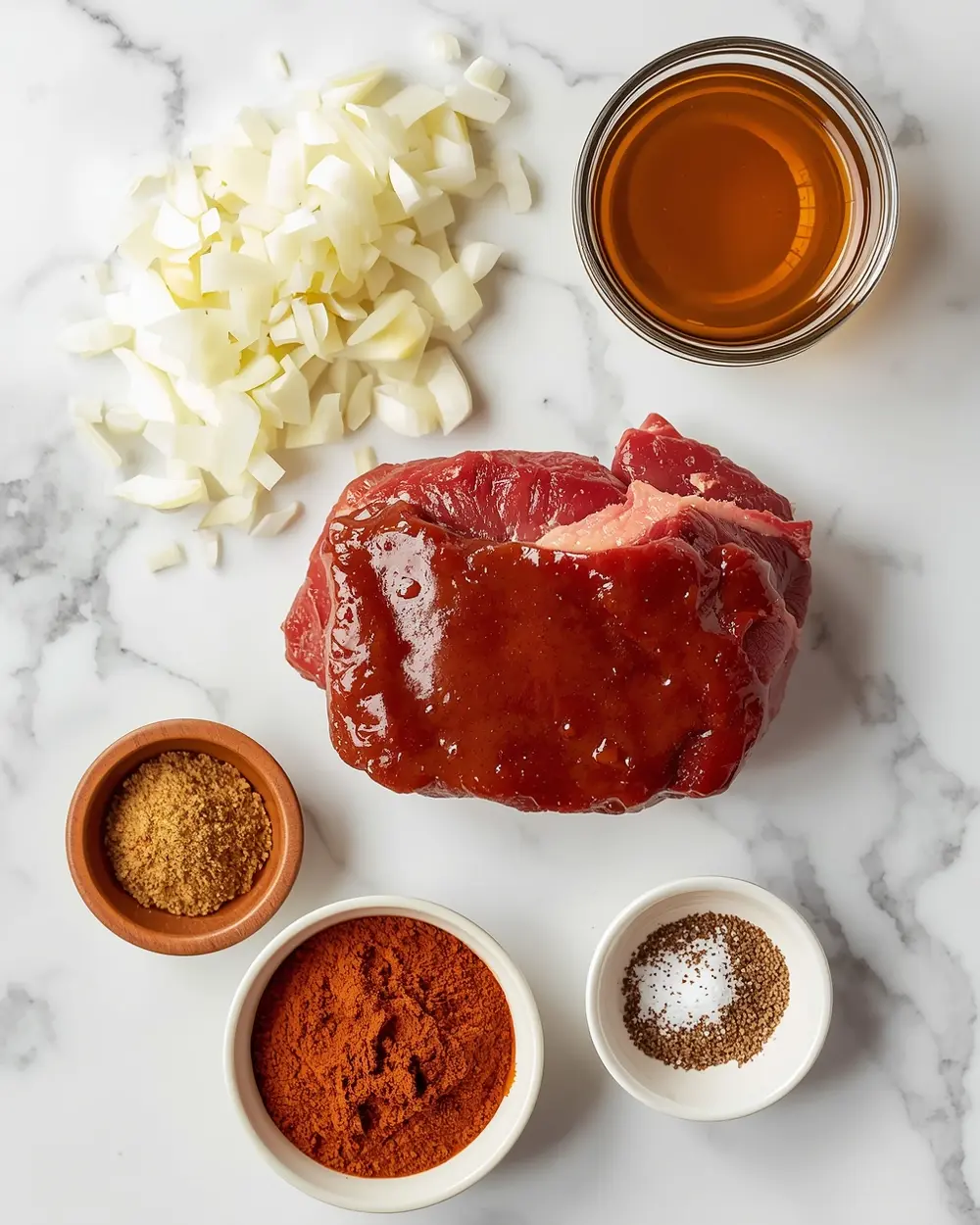 Ingredients for pulled beef BBQ slow cooker