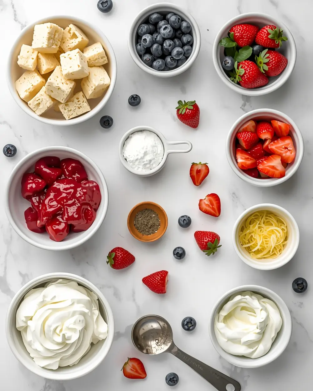 Ingredients for red white blue trifle