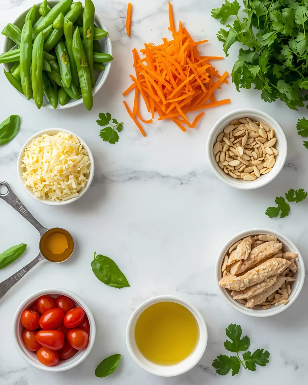 Ingredients for snap pea summer salad