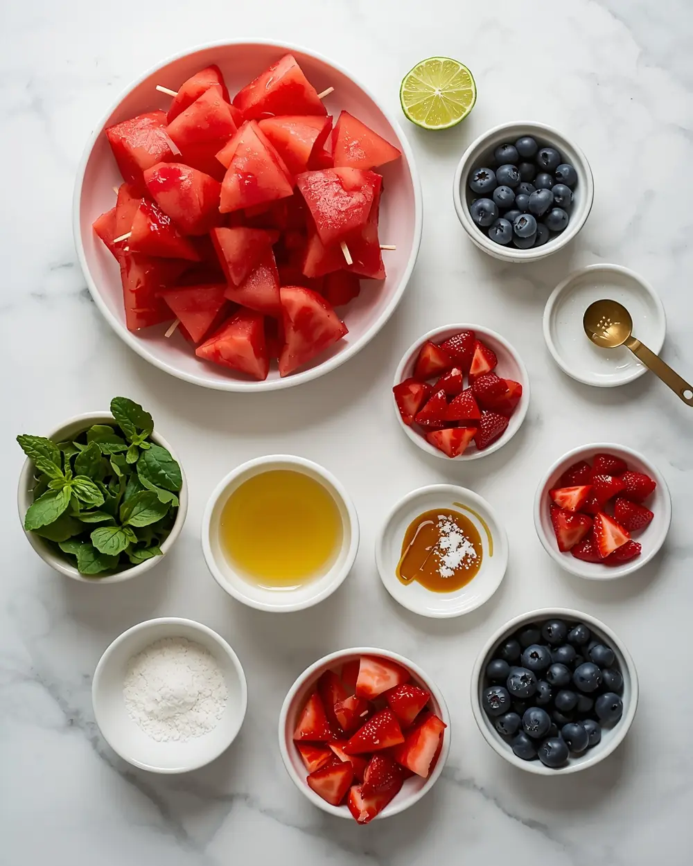 Ingredients for star watermelon skewers