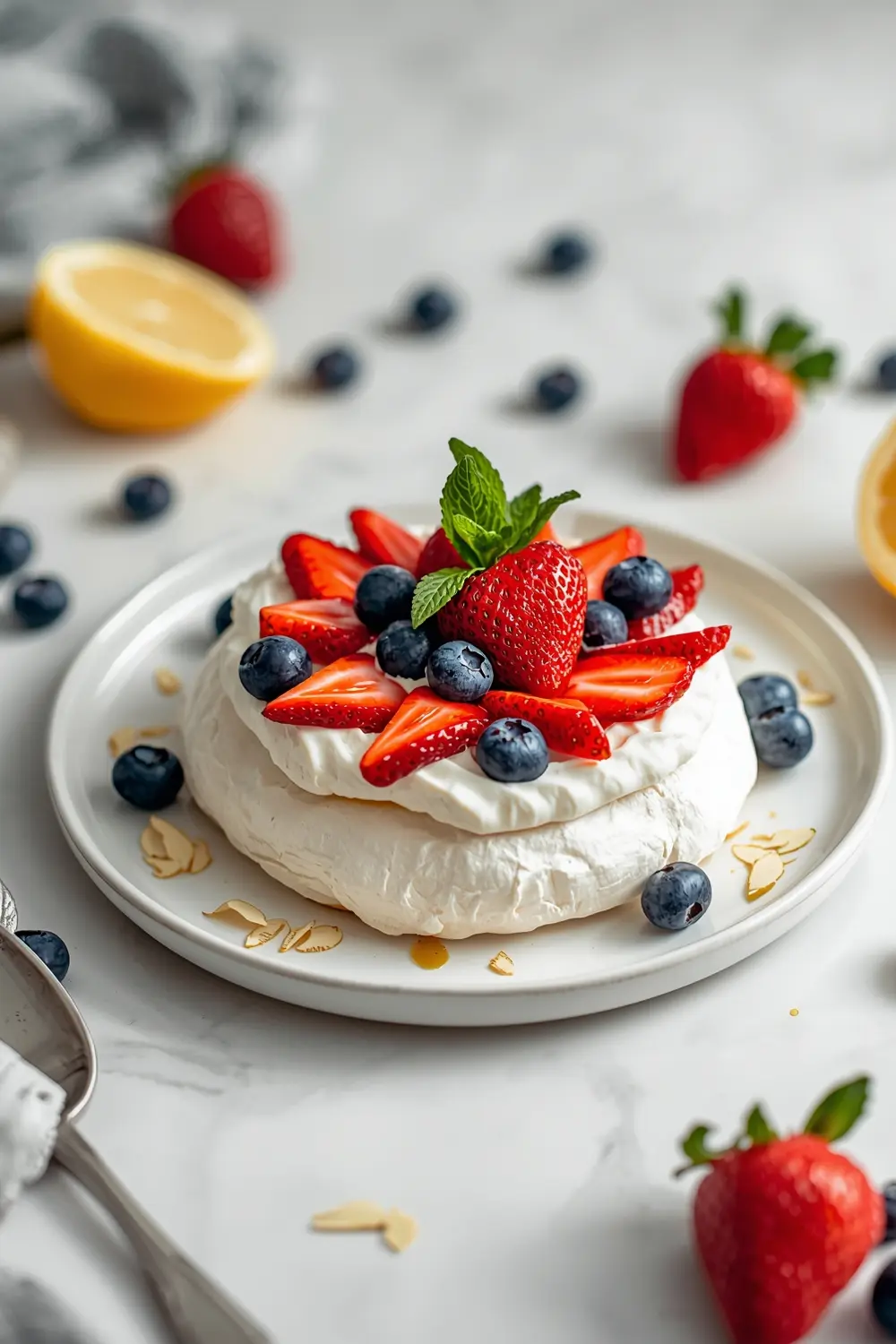 strawberry blueberry pavlova