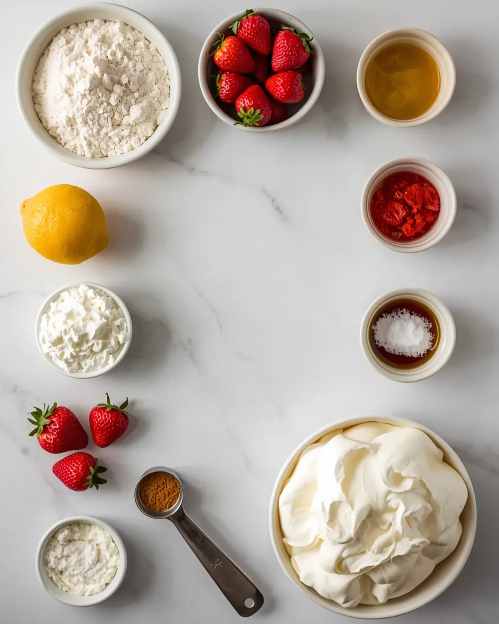 Ingredients for strawberry lemonade layer cake