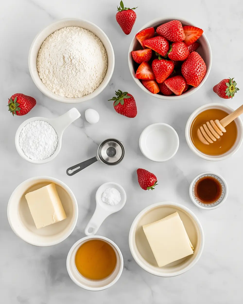 Ingredients for strawberry shortcake 4th july