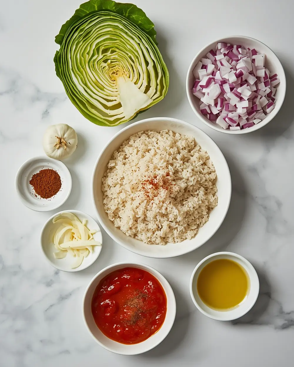 Ingredients for stuffed cabbage rolls