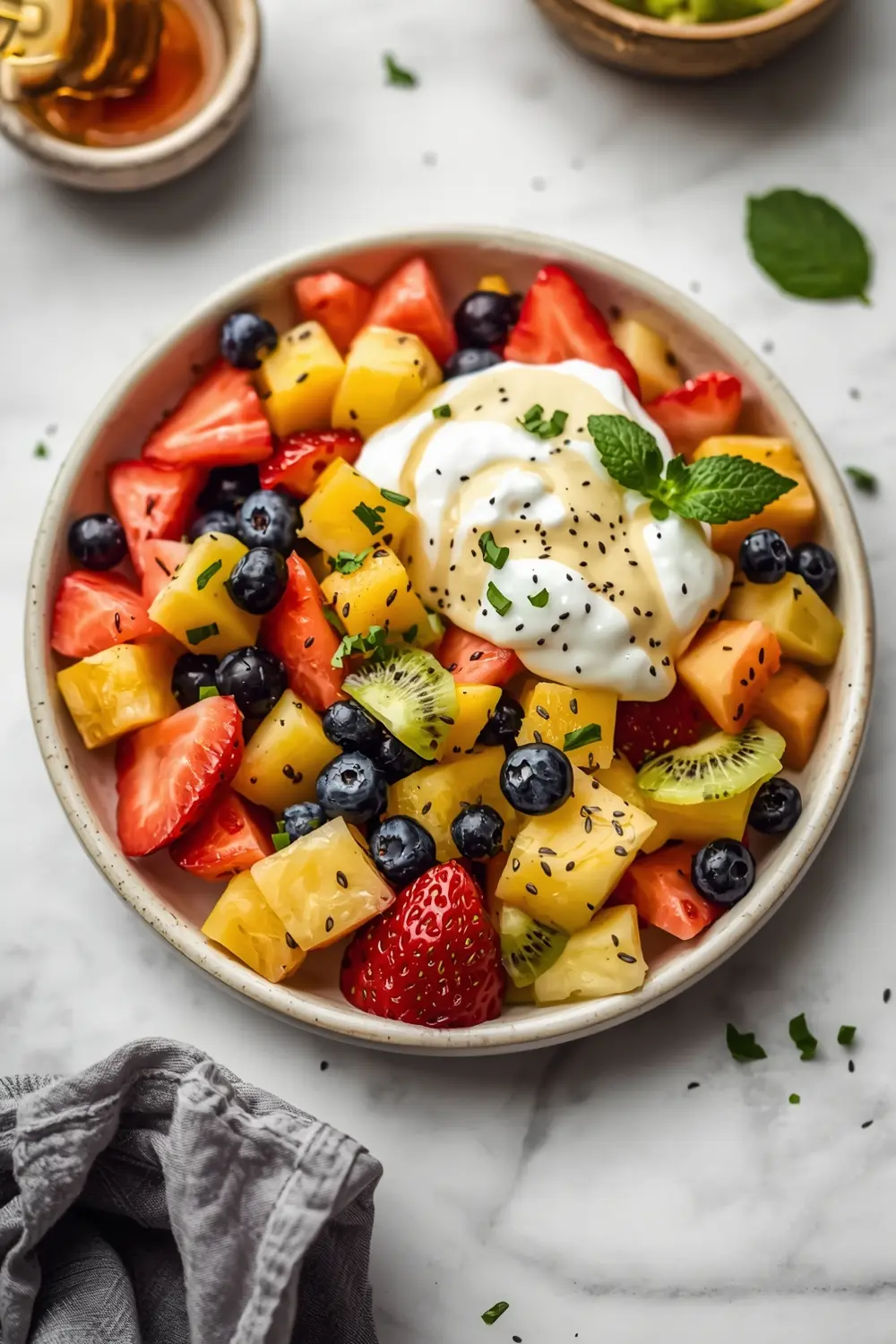 summer fruit salad honey lime