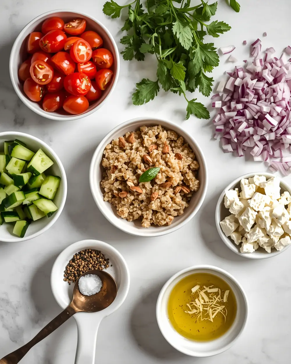 Ingredients for summer quinoa salad healthy
