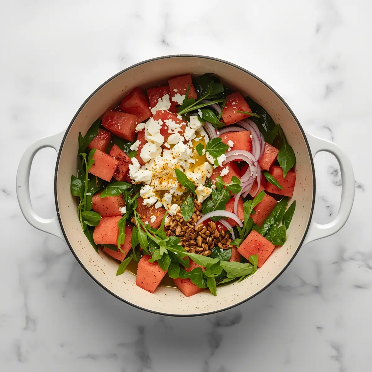 Cooking instructions for watermelon arugula salad