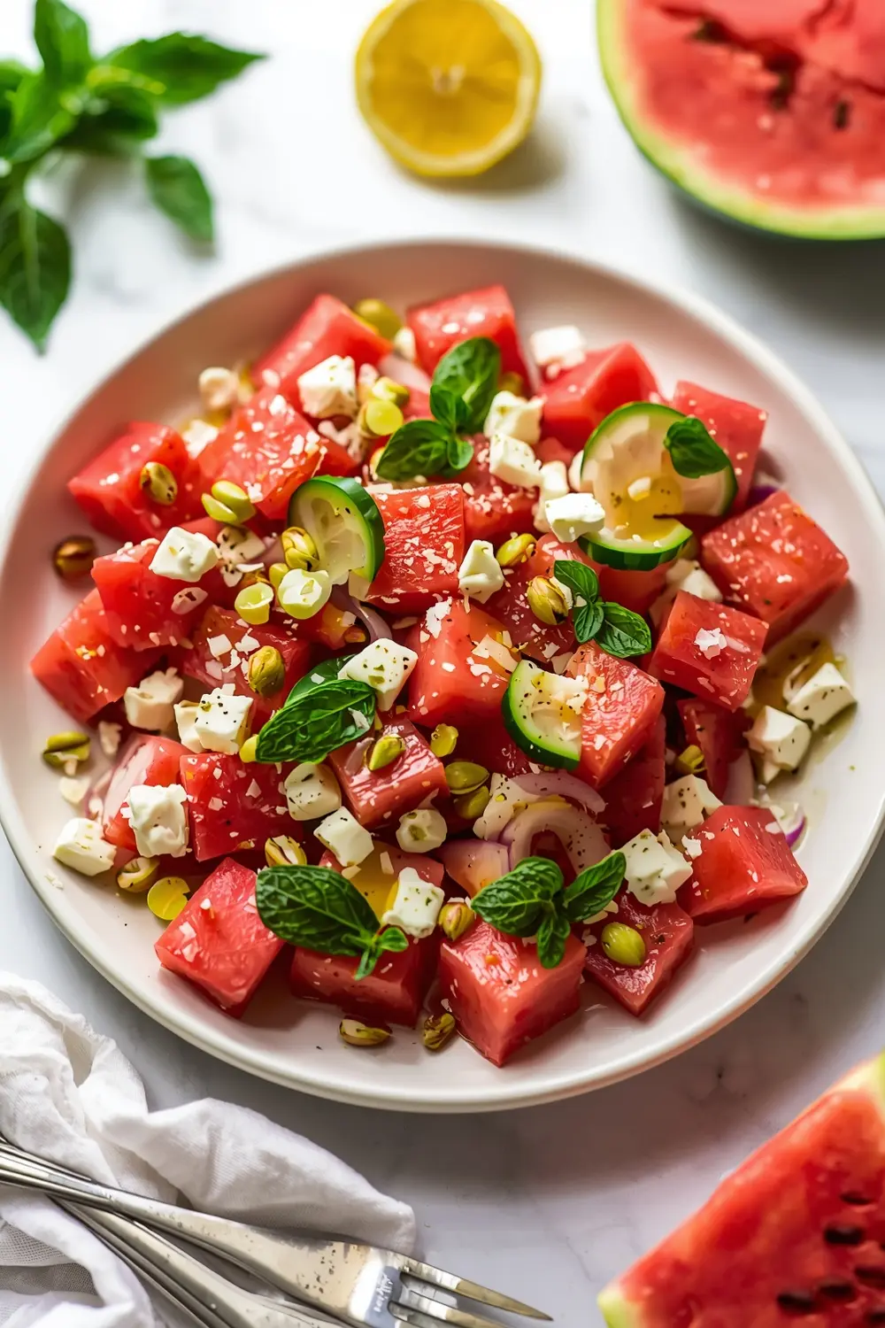 watermelon feta mint salad