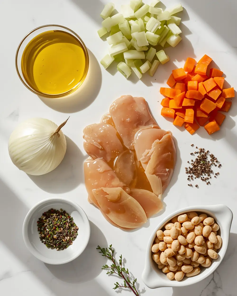 Ingredients for white bean chicken soup
