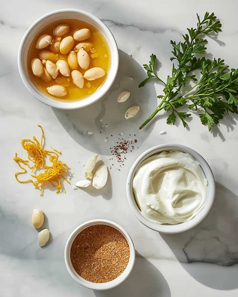 Ingredients for white bean dip summer