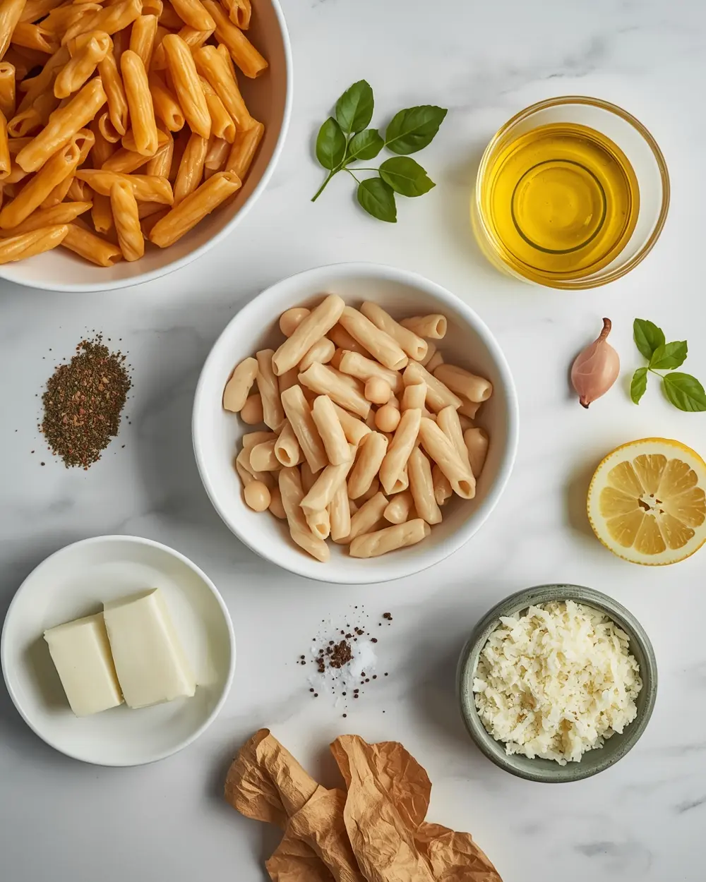 Ingredients for white bean pasta