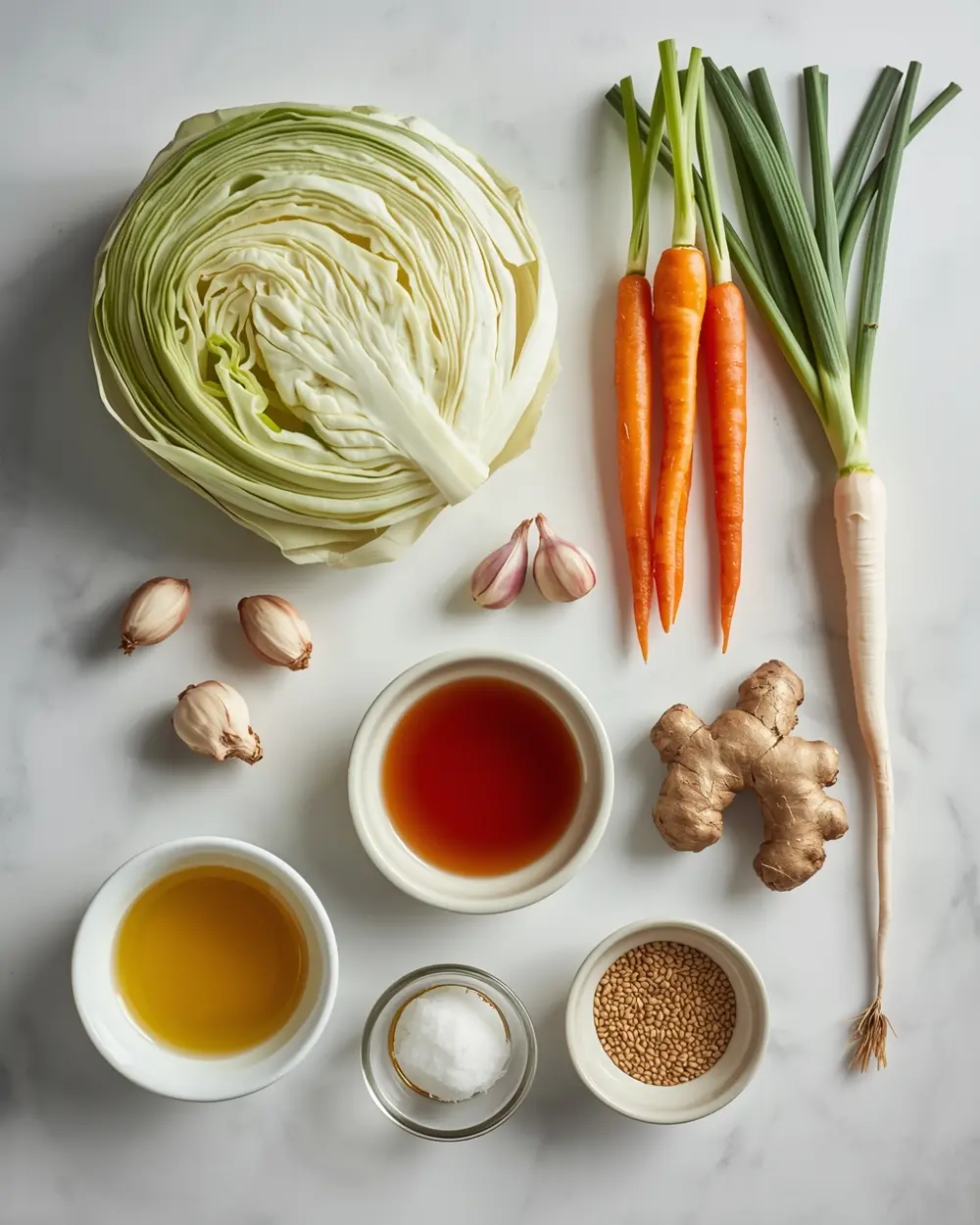 Ingredients for white kimchi salad