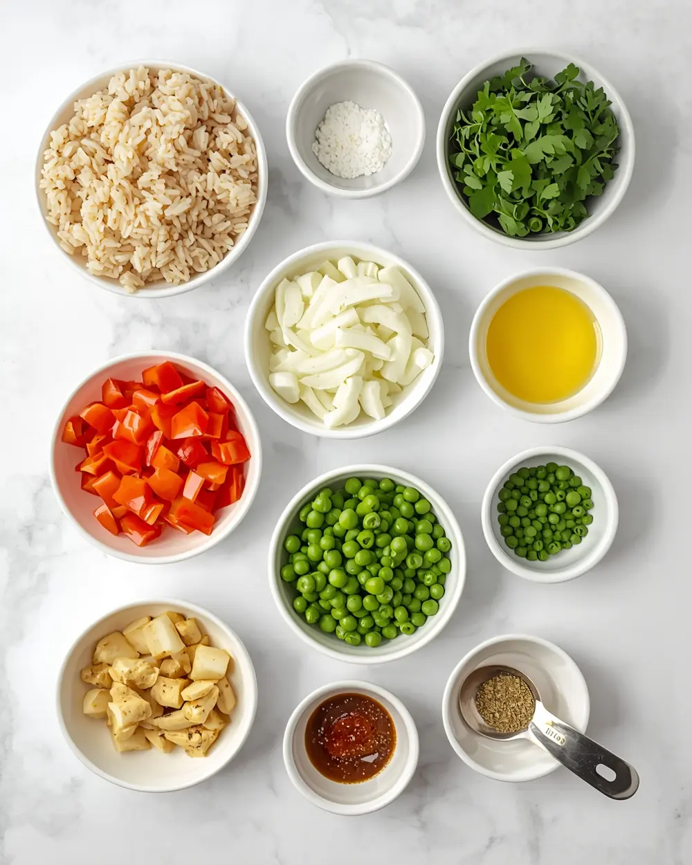 Ingredients for 30 minute veggie fried rice recipe