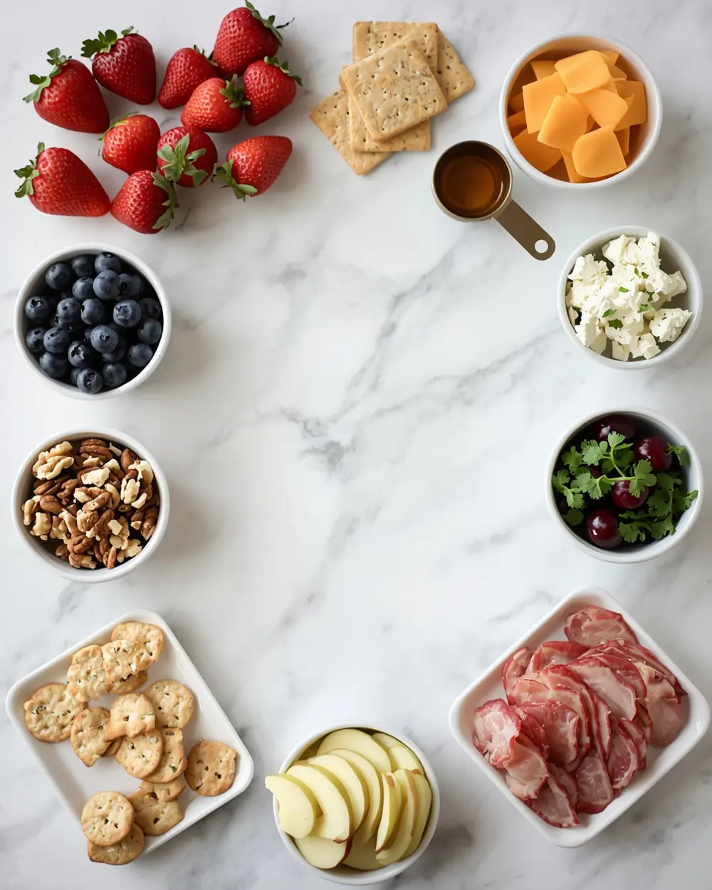 Ingredients for 4th of july charcuterie board recipe