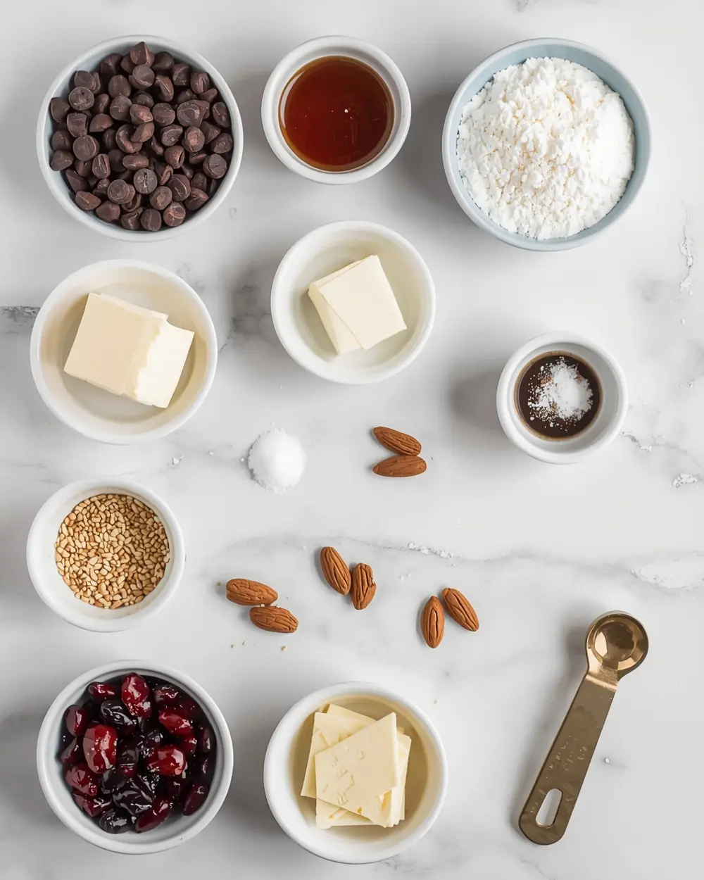 Ingredients for 4th of july chocolate bark recipe