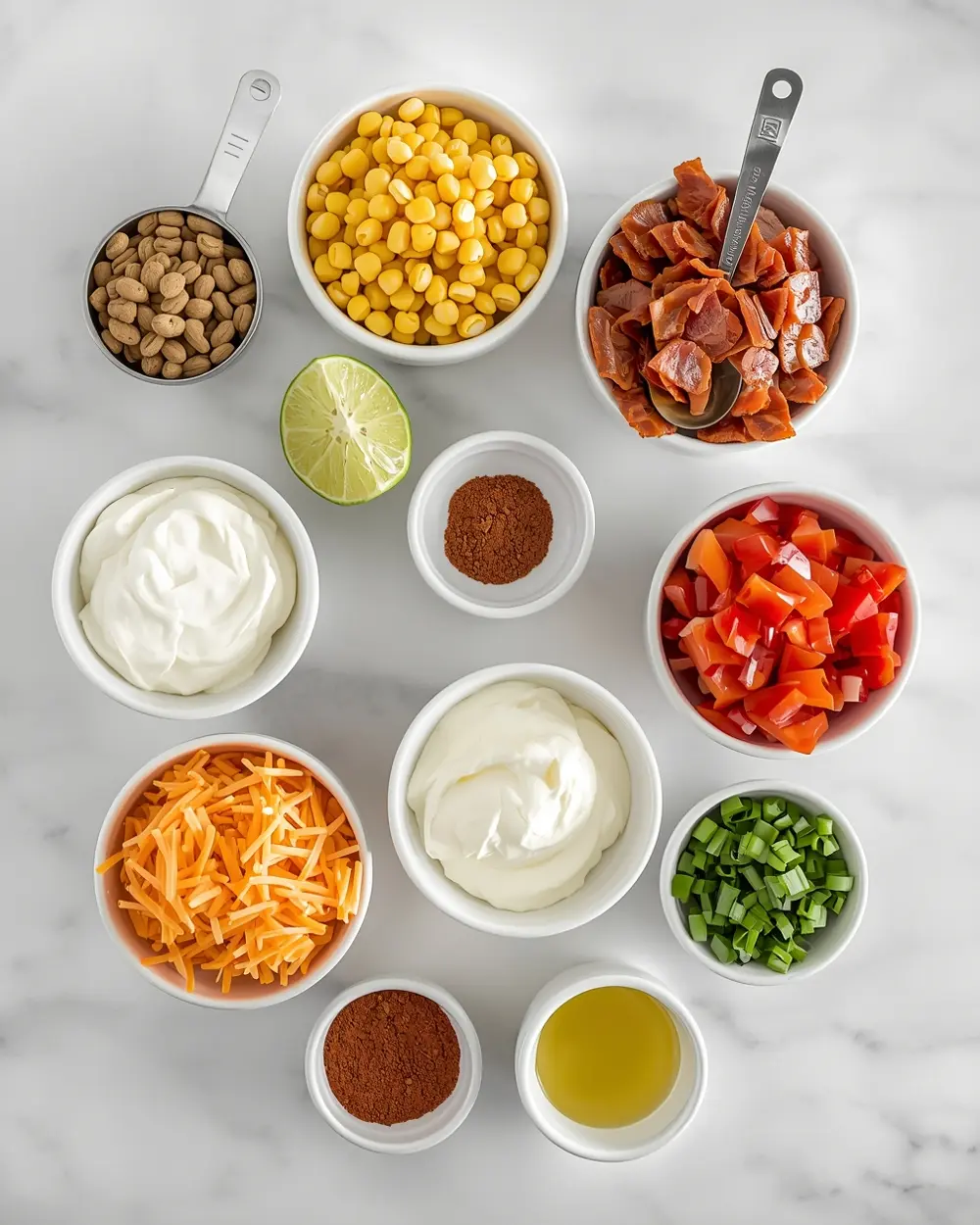 Ingredients for 4th of july corn dip recipe