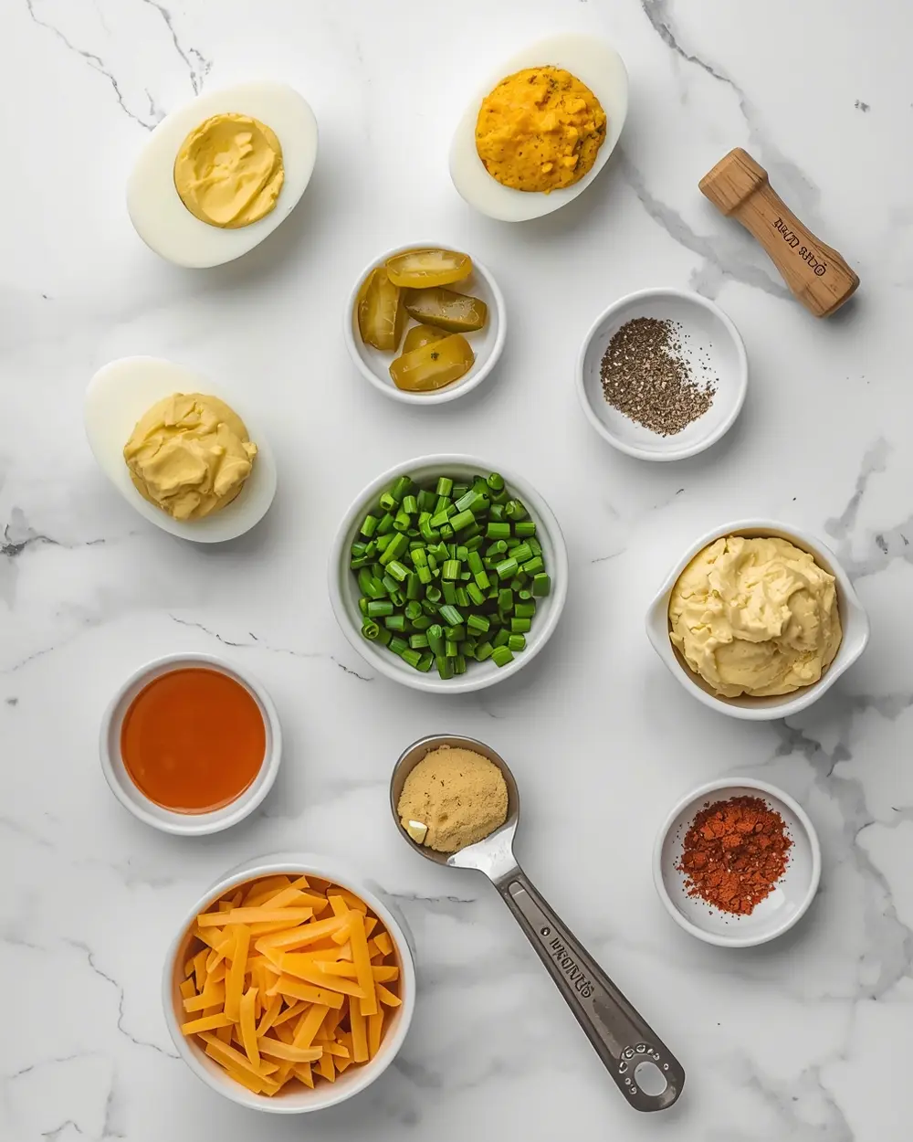Ingredients for 4th of july deviled eggs recipe