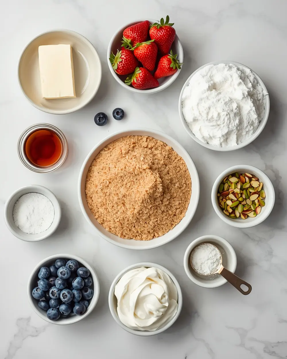 Ingredients for 4th of july no bake cheesecake recipe