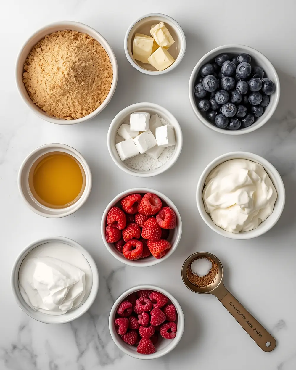 Ingredients for 4th of july no bake cheesecake recipe
