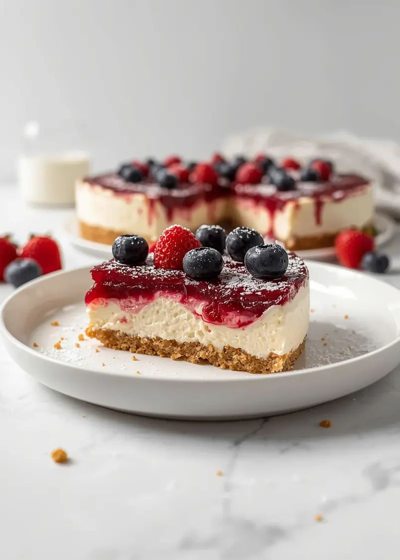 4th of july no bake cheesecake recipe ready to serve
