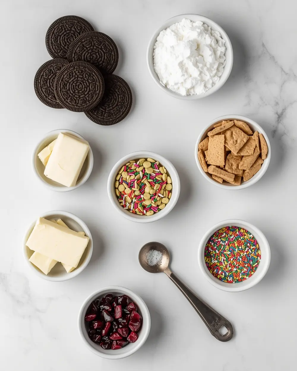 Ingredients for 4th of july oreo truffles recipe
