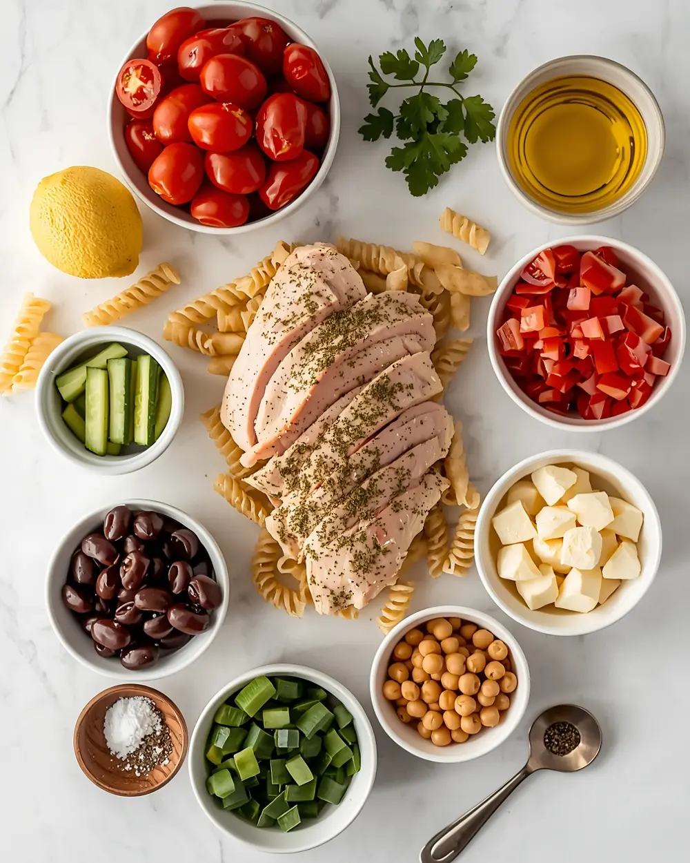 Ingredients for 4th of july pasta salad recipe