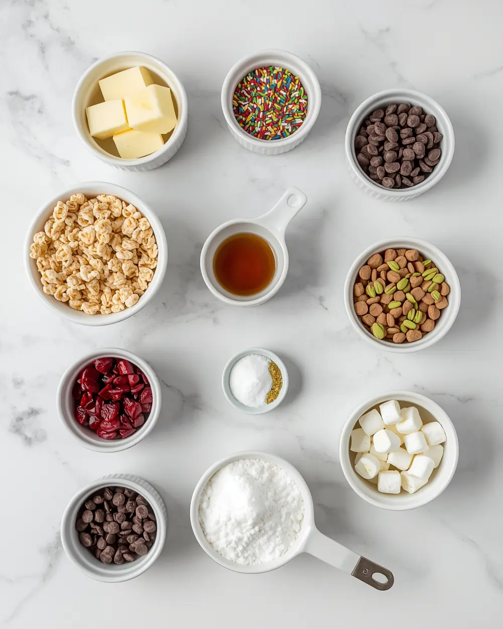 Ingredients for 4th of july rice krispie treats recipe