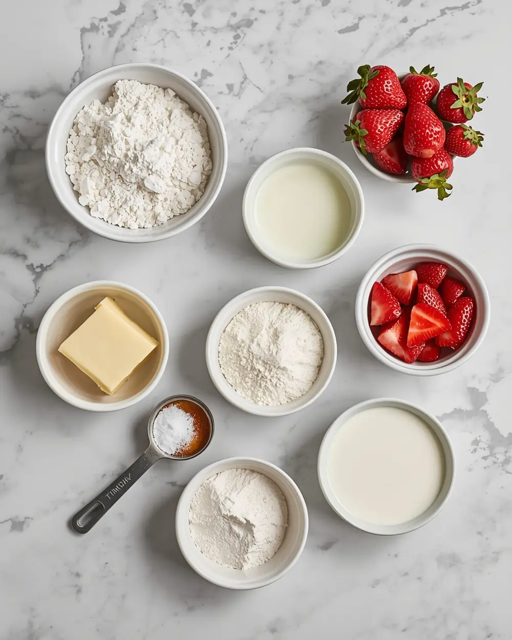 Ingredients for 4th of july strawberry shortcake recipe