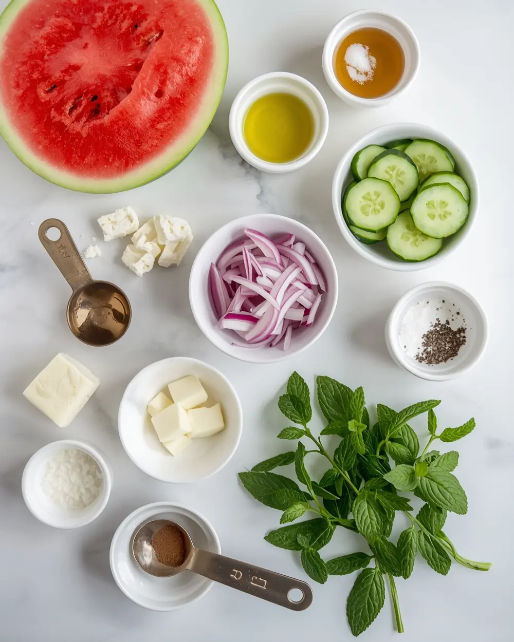 Ingredients for 4th of july watermelon salad recipe