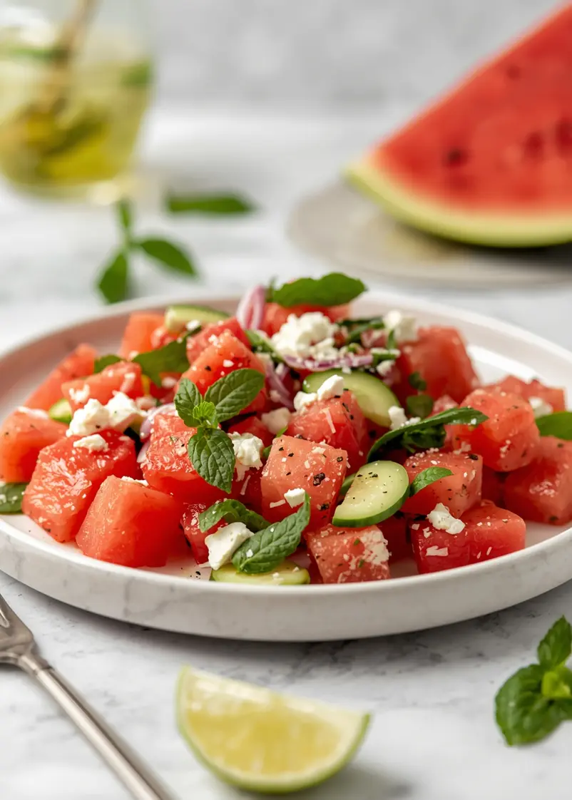 4th of july watermelon salad recipe ready to serve