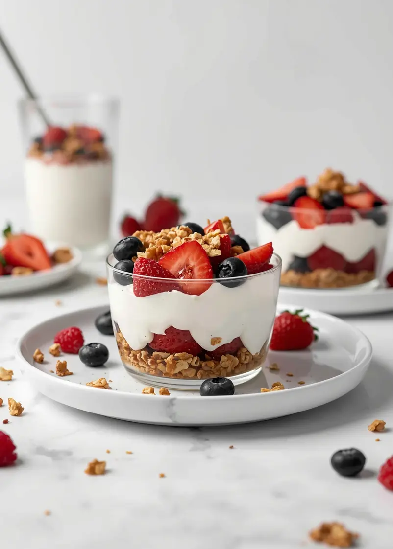 4th of july yogurt parfaits recipe ready to serve