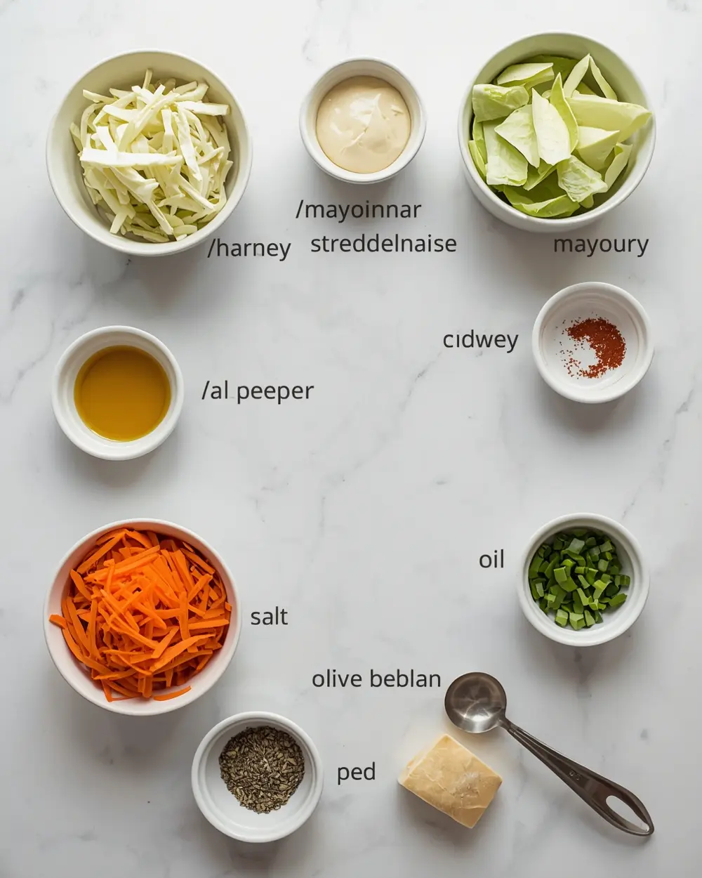 Ingredients for BBQ coleslaw recipe summer