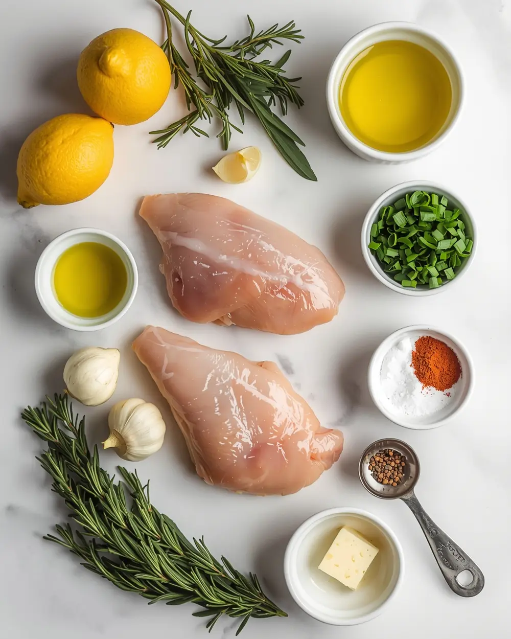 Ingredients for baked lemon herb chicken recipe