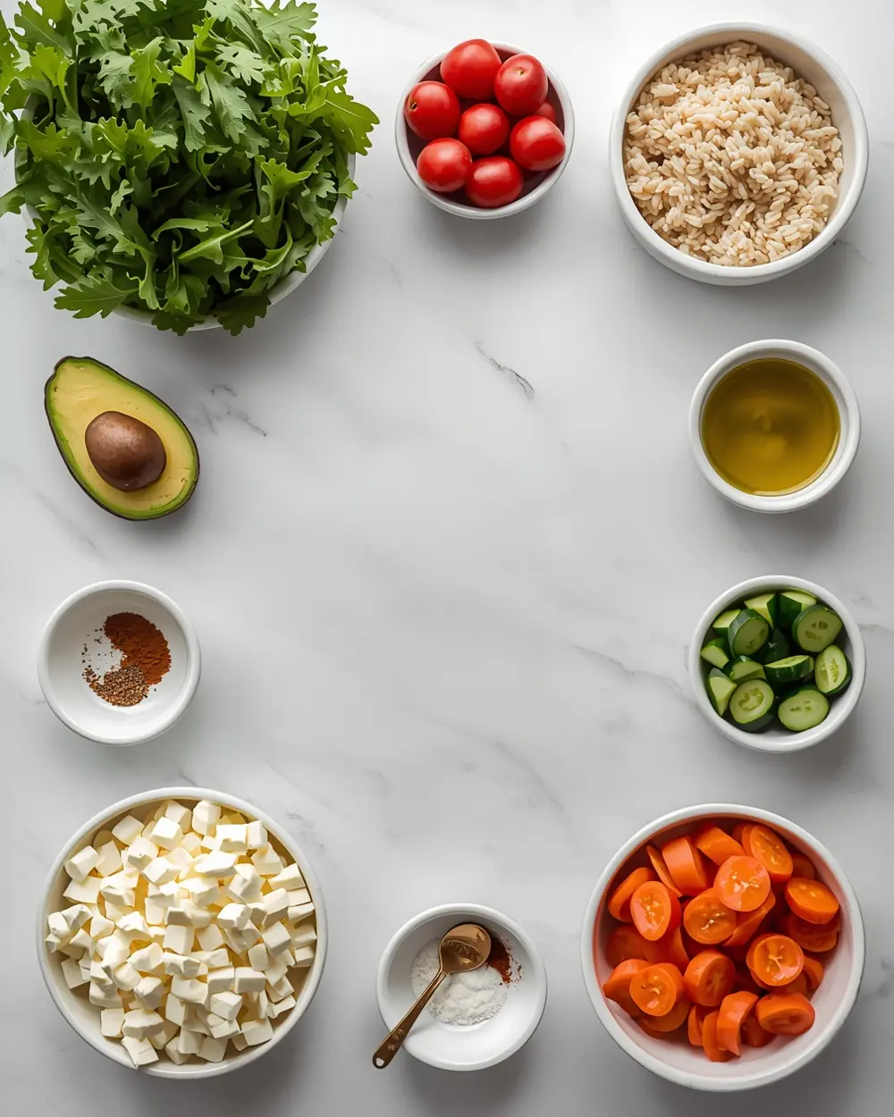 Ingredients for chicken avocado bowl recipe easy