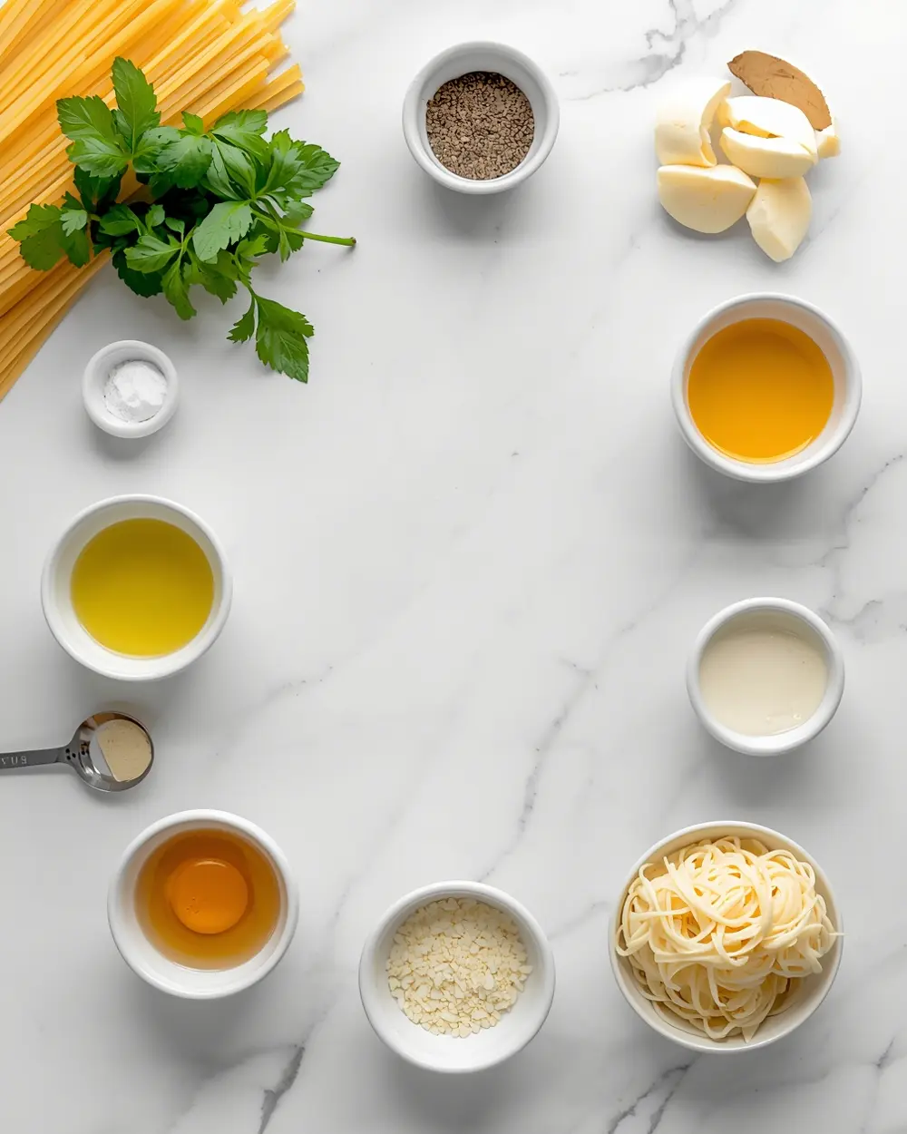 Ingredients for creamy garlic pasta recipe easy summer
