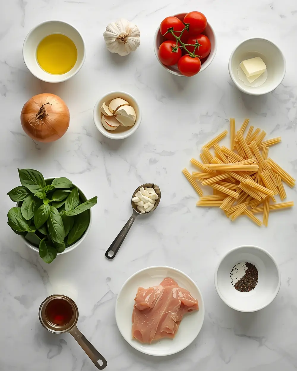 Ingredients for creamy tuscan pasta recipe easy