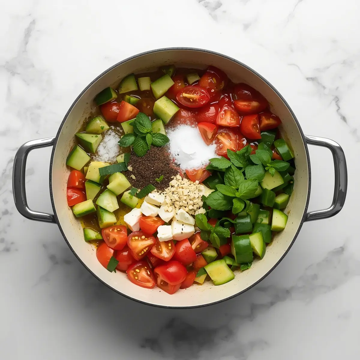Cooking instructions for cucumber tomato avocado salad recipe