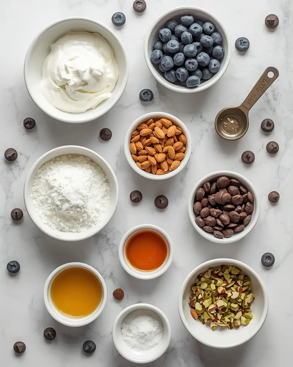 Ingredients for frozen yogurt bark recipe summer