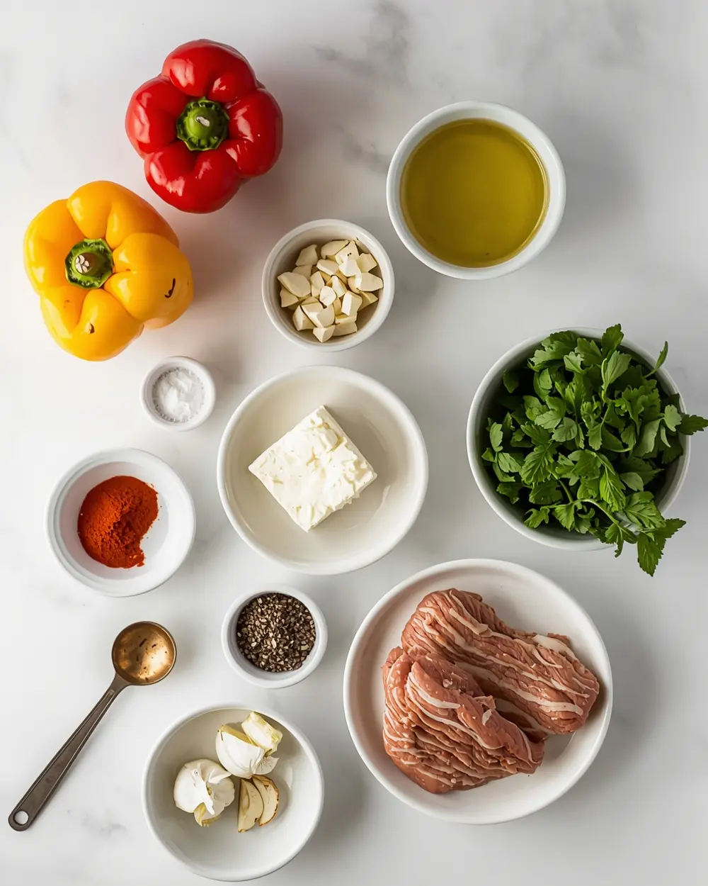 Ingredients for grilled bell peppers recipe summer