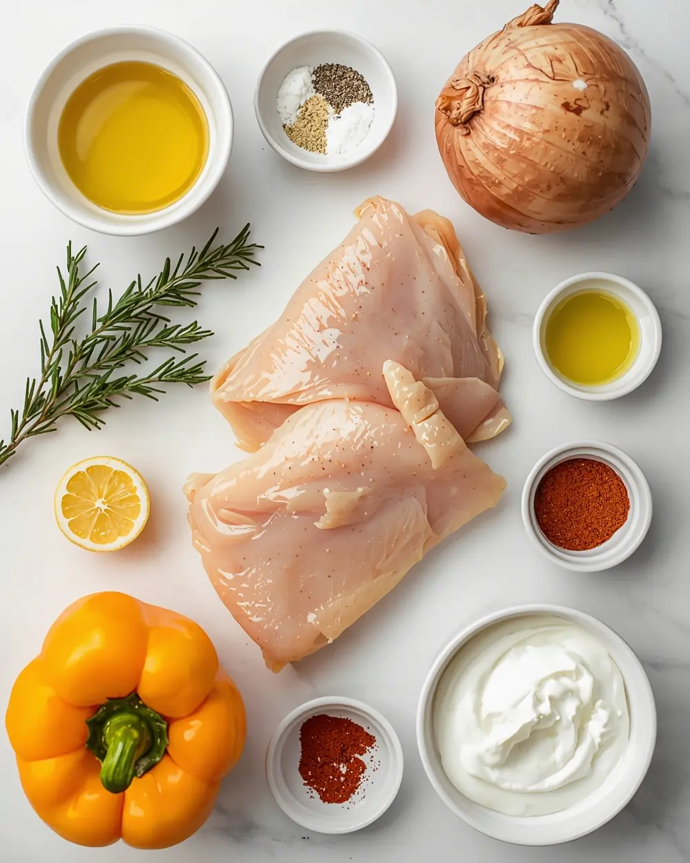Ingredients for grilled chicken thighs recipe summer
