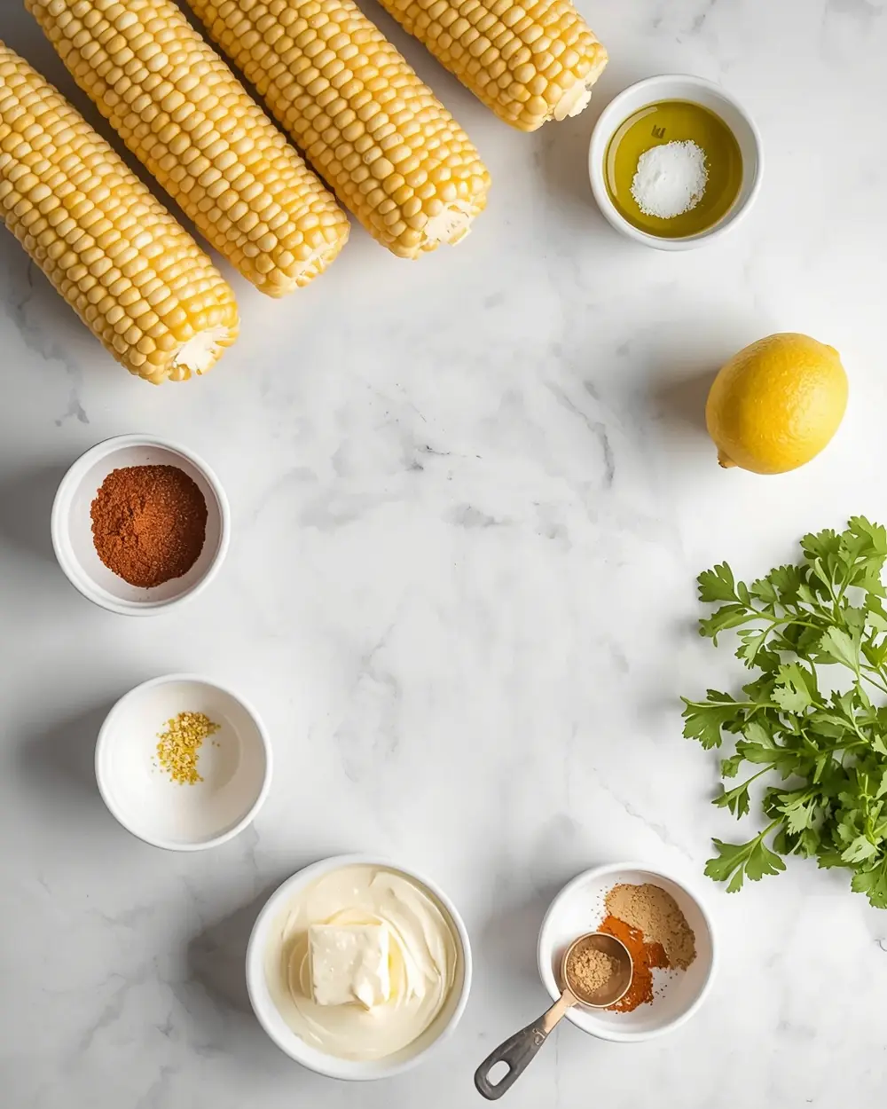 Ingredients for grilled corn on the cob recipe
