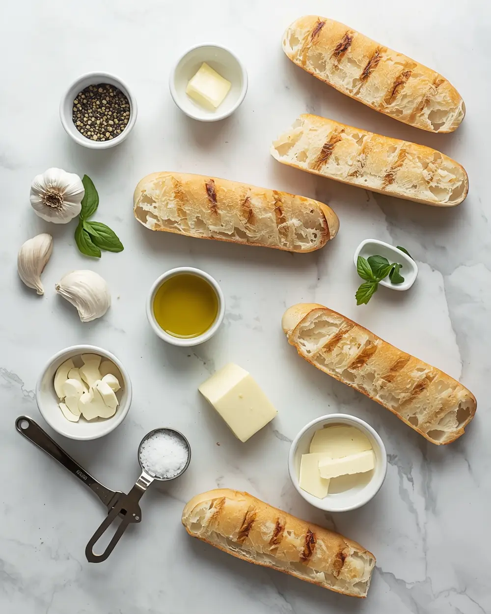 Ingredients for grilled garlic bread recipe summer